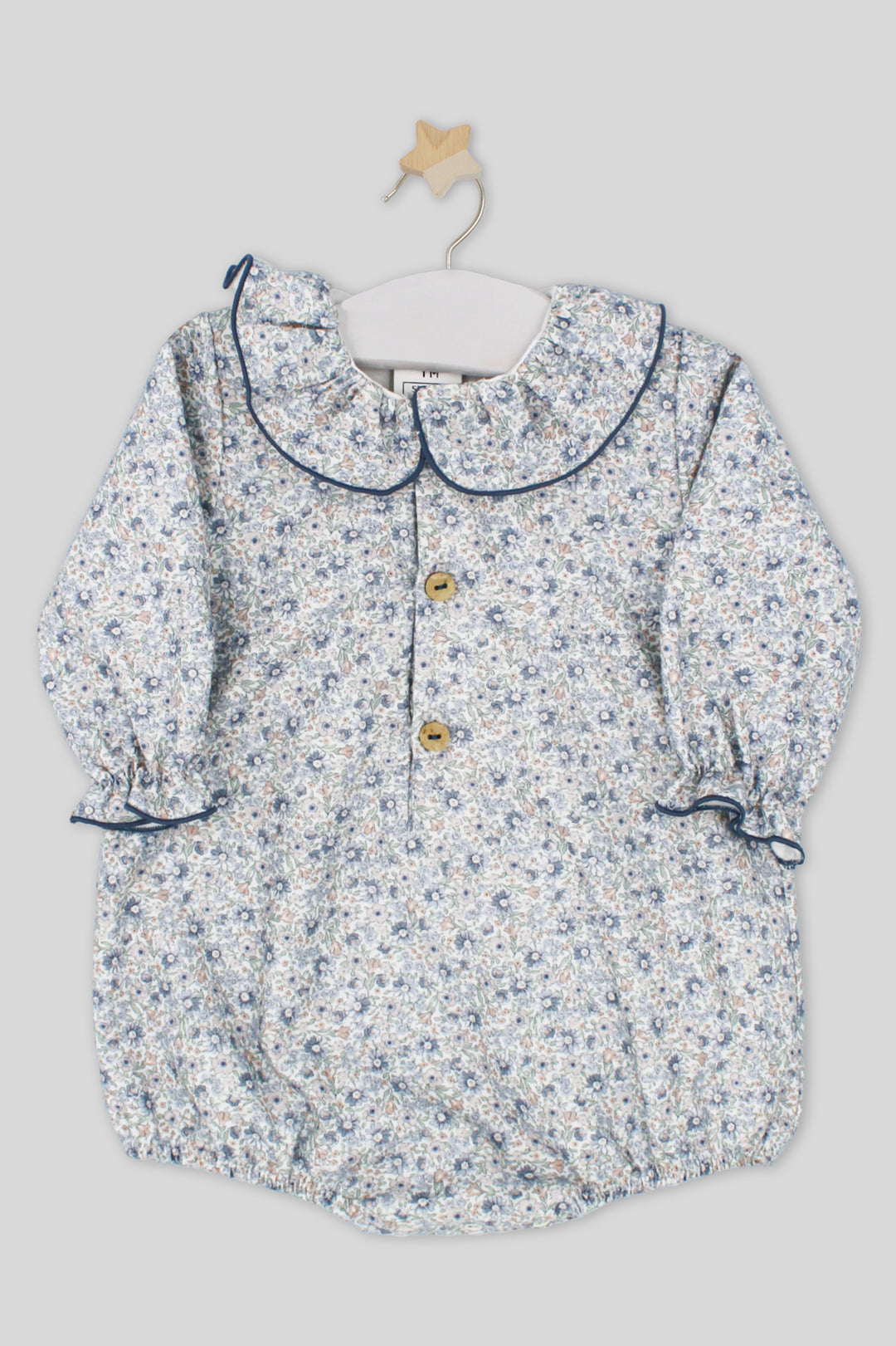 Rapife "Adriana" Dusky Blue Vintage Floral Romper | Millie and John