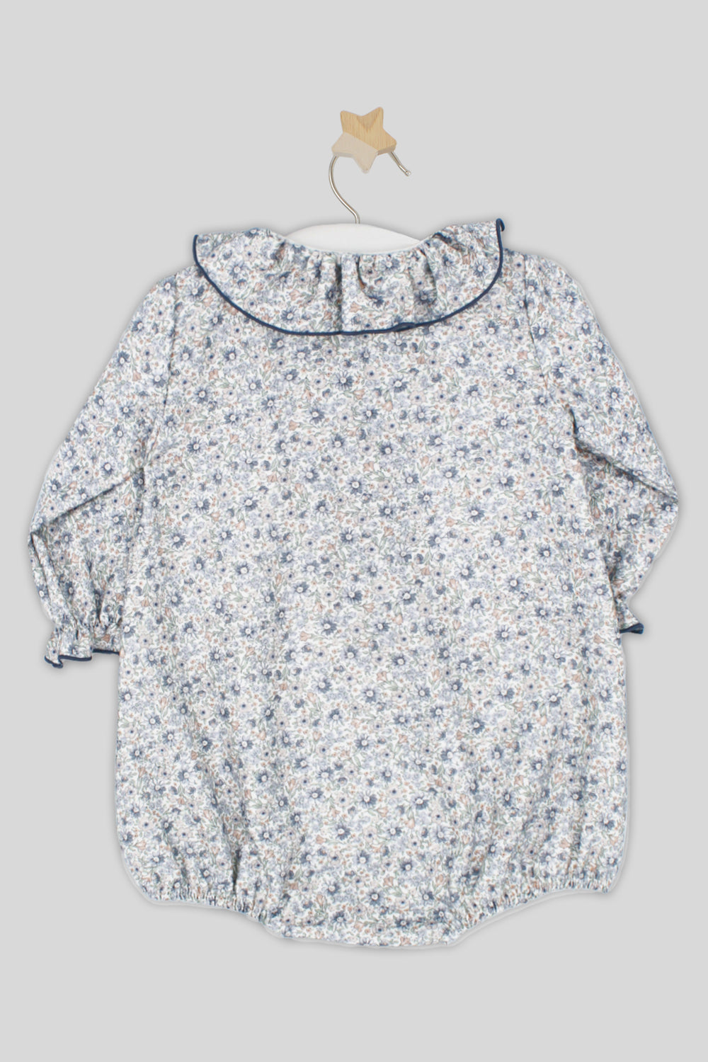 Rapife "Adriana" Dusky Blue Vintage Floral Romper | Millie and John