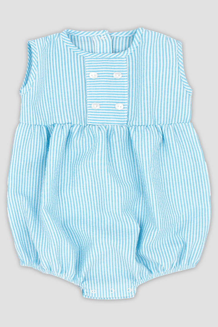 Rapife "Riley" Turquoise Striped Romper | Millie and John