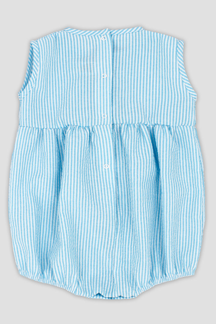 Rapife "Riley" Turquoise Striped Romper | Millie and John