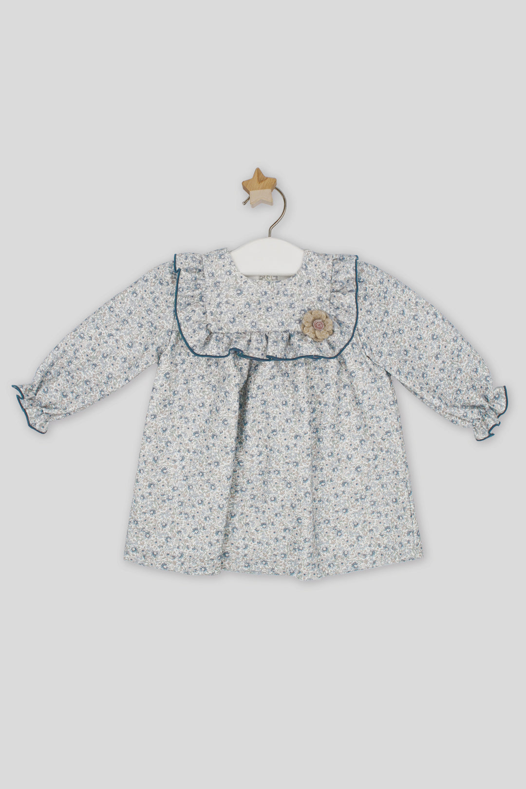Rapife "Inés" Dusky Blue Vintage Floral Dress | Millie and John