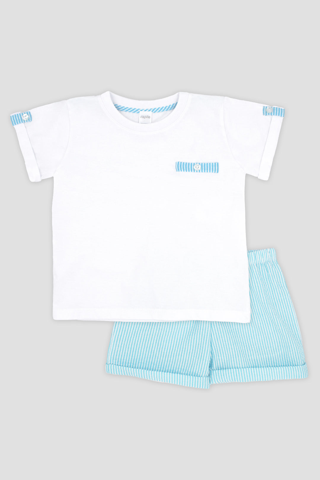 Rapife "Reuben" Turquoise Striped T-Shirt & Shorts | Millie and John