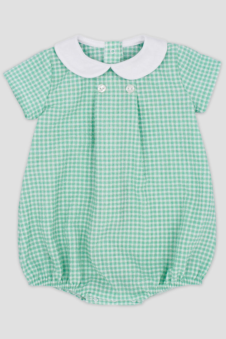 Rapife "Joseph" Apple Green Gingham Romper | Millie and John