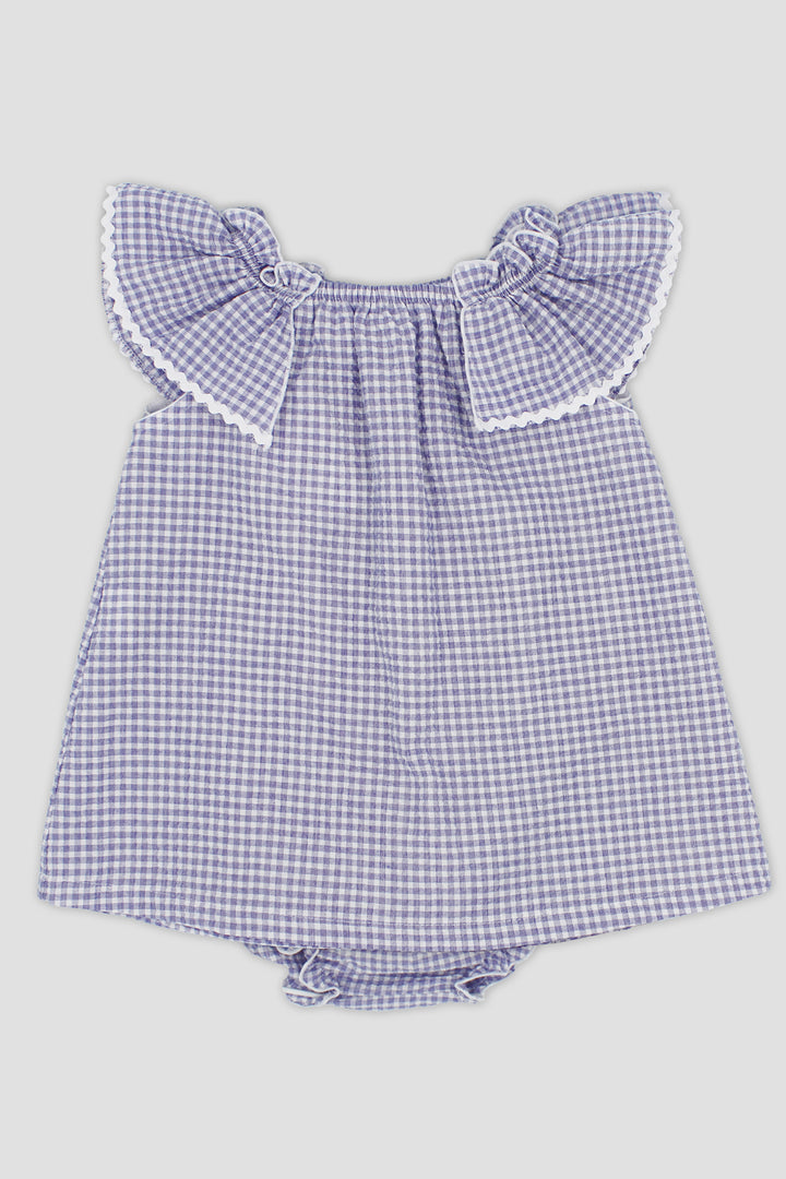 Rapife "Juniper" Indigo Blue Gingham Dress & Bloomers | Millie and John