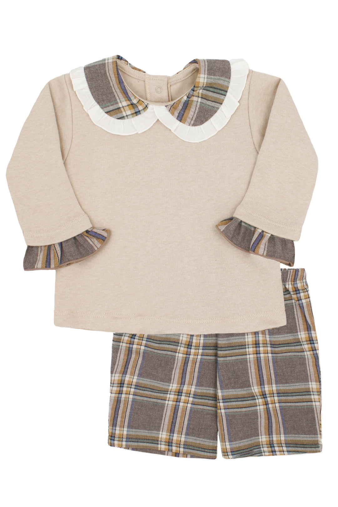 Rapife "Trinity" Brown Tartan Blouse & Shorts | Millie and John