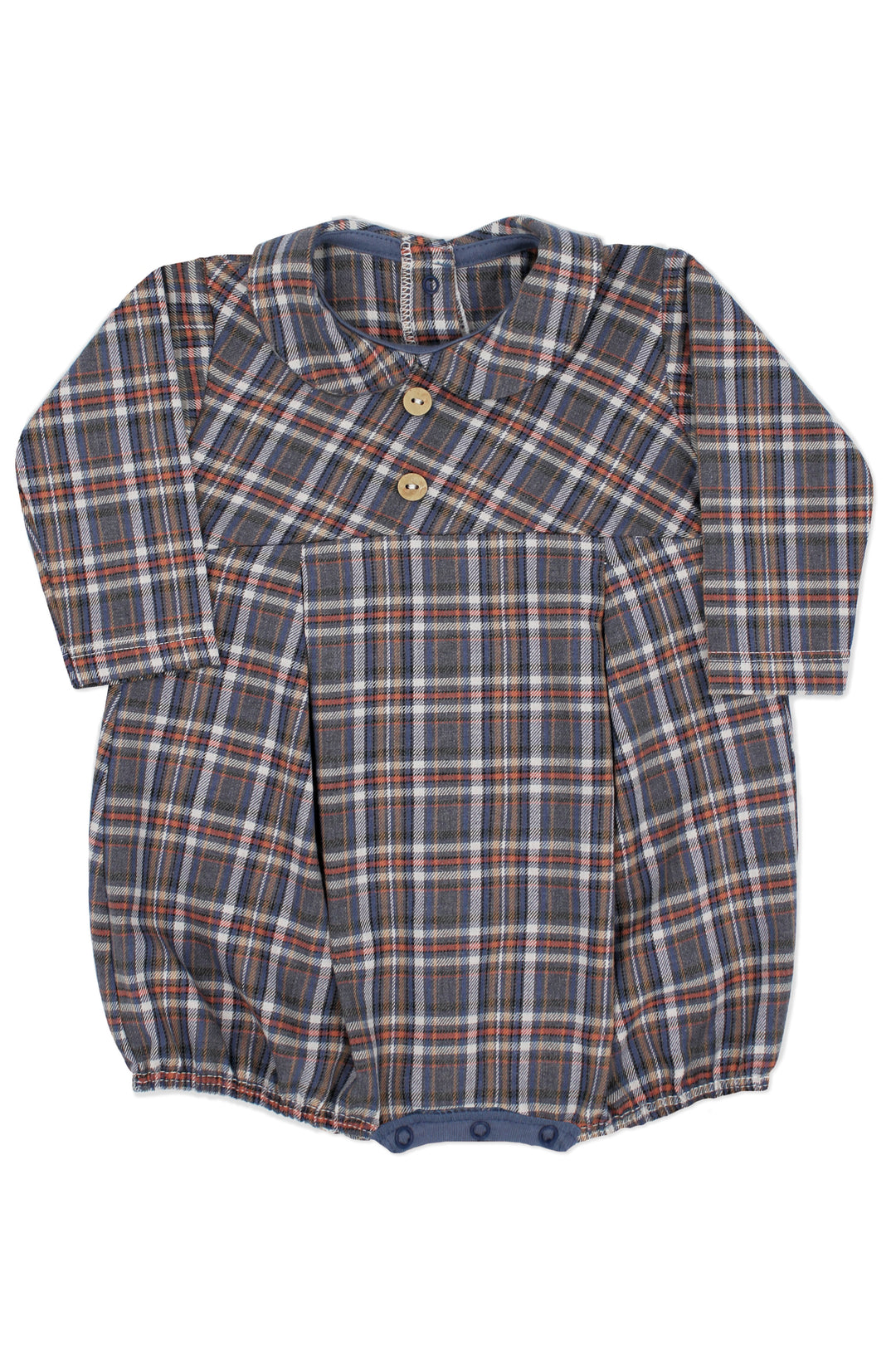 Rapife "Timothy" Dusky Blue Tartan Romper | Millie and John