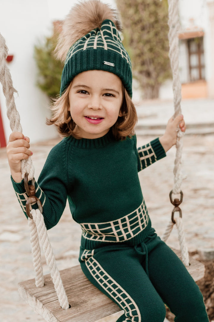 Rahigo "Edward" Bottle Green & Camel Check Knit Tracksuit | Millie and John