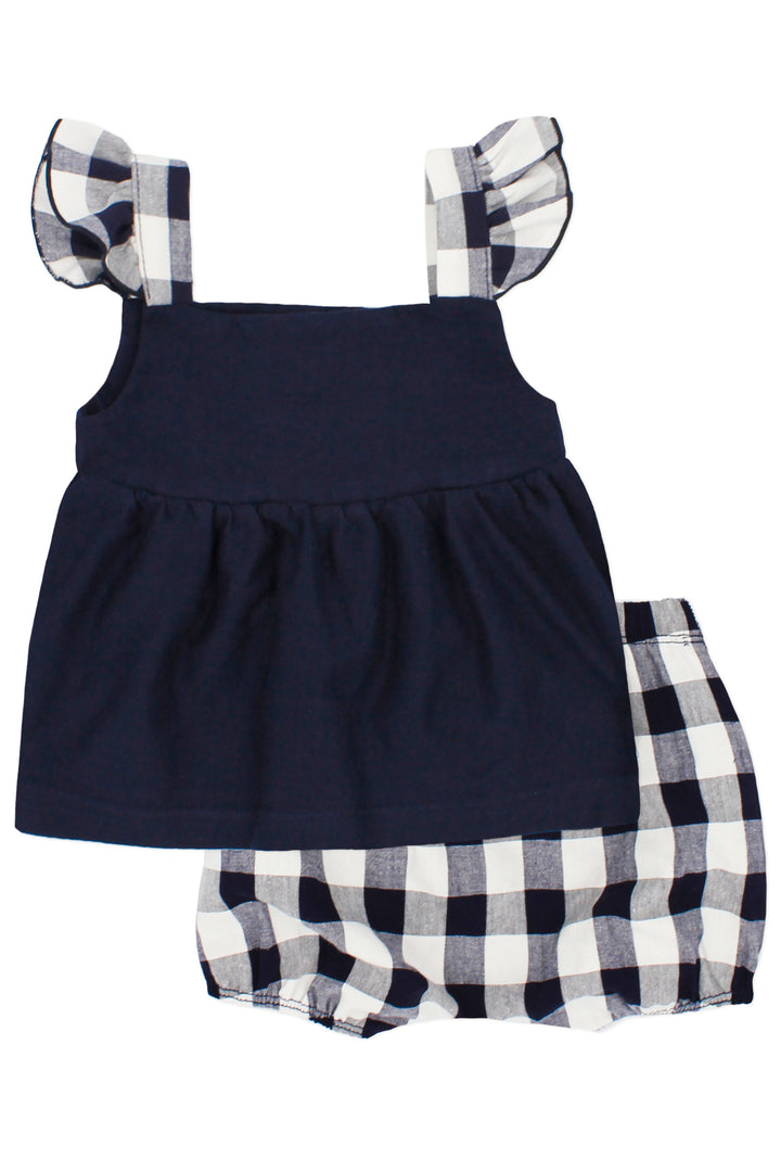 Rapife PREORDER "Elsie" Navy Gingham Blouse & Bloomers | Millie and John