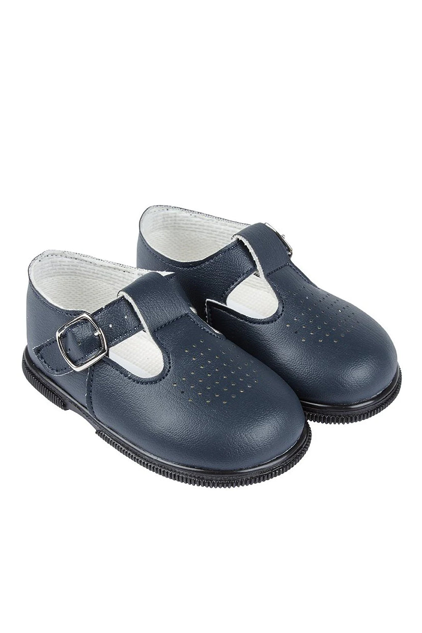 Navy T-Bar Hard Sole Shoes