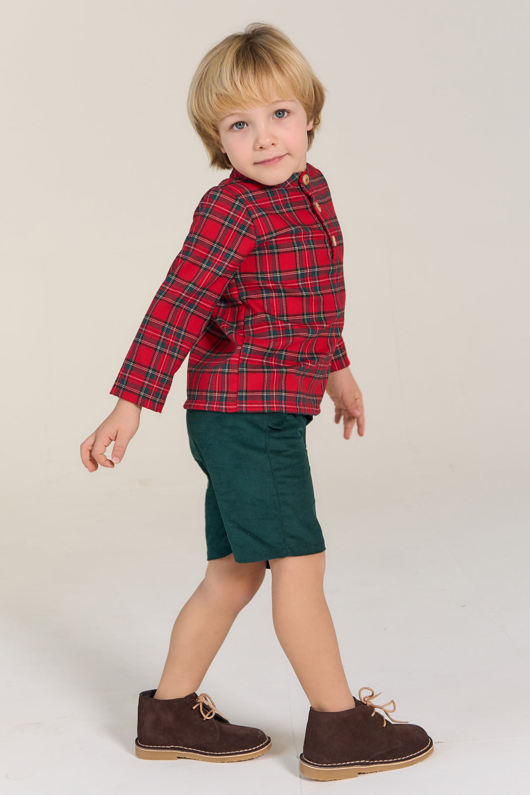 Rapife "Javier" Red Tartan Shirt & Cord Shorts | Millie and John