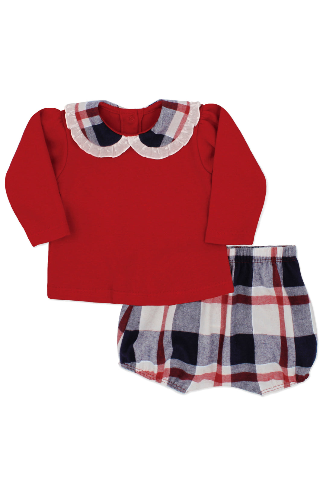 Rapife "Erin" Red Blouse & Navy Tartan Bloomers | Millie and John