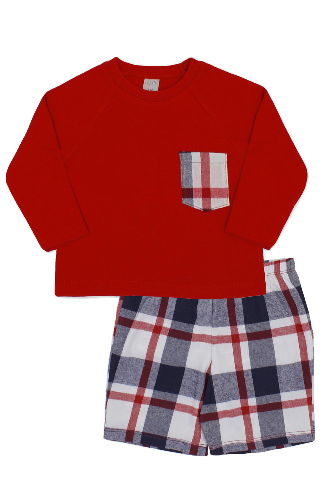 Rapife "Nathan" Red Top & Navy Tartan Shorts | Millie and John