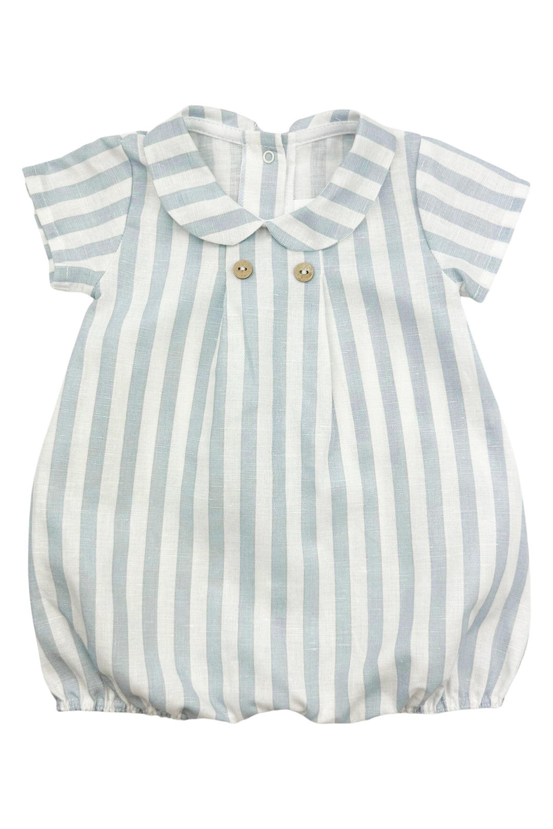 Rapife "Joss" Sky Blue Striped Linen Romper | Millie and John