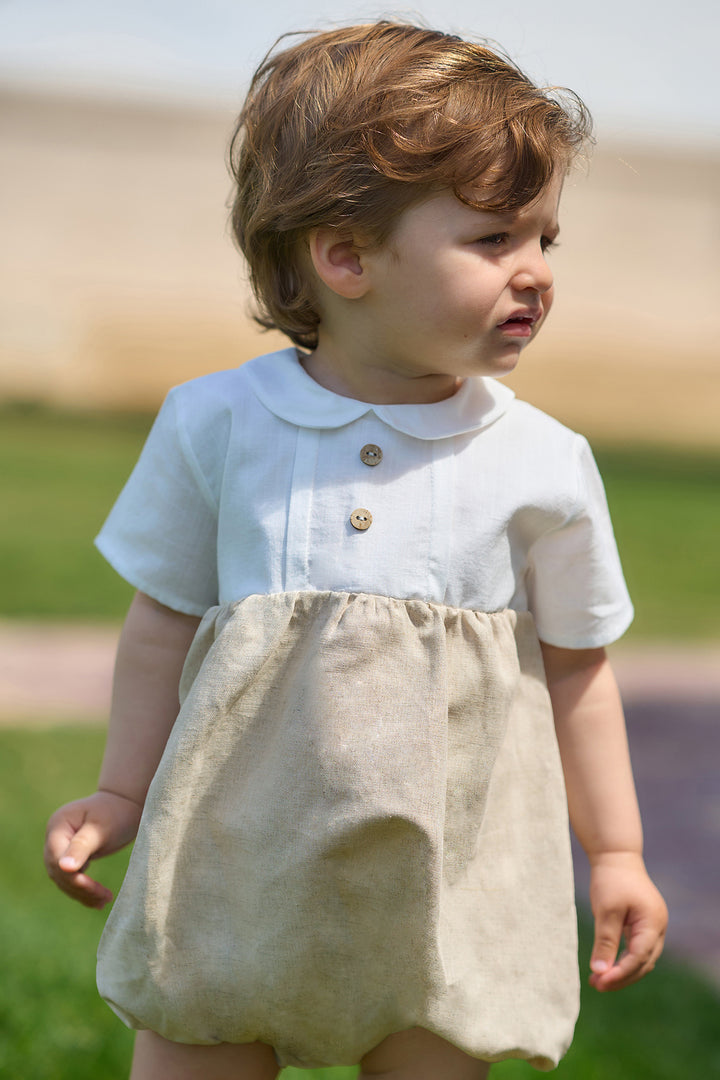 Rapife "Cody" Beige Linen Romper | Millie and John