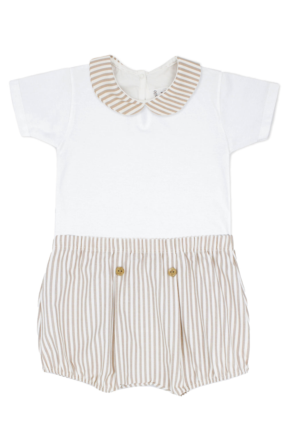 Rapife "Quentin" Bodysuit & Beige Stripe Jam Pants | Millie and John