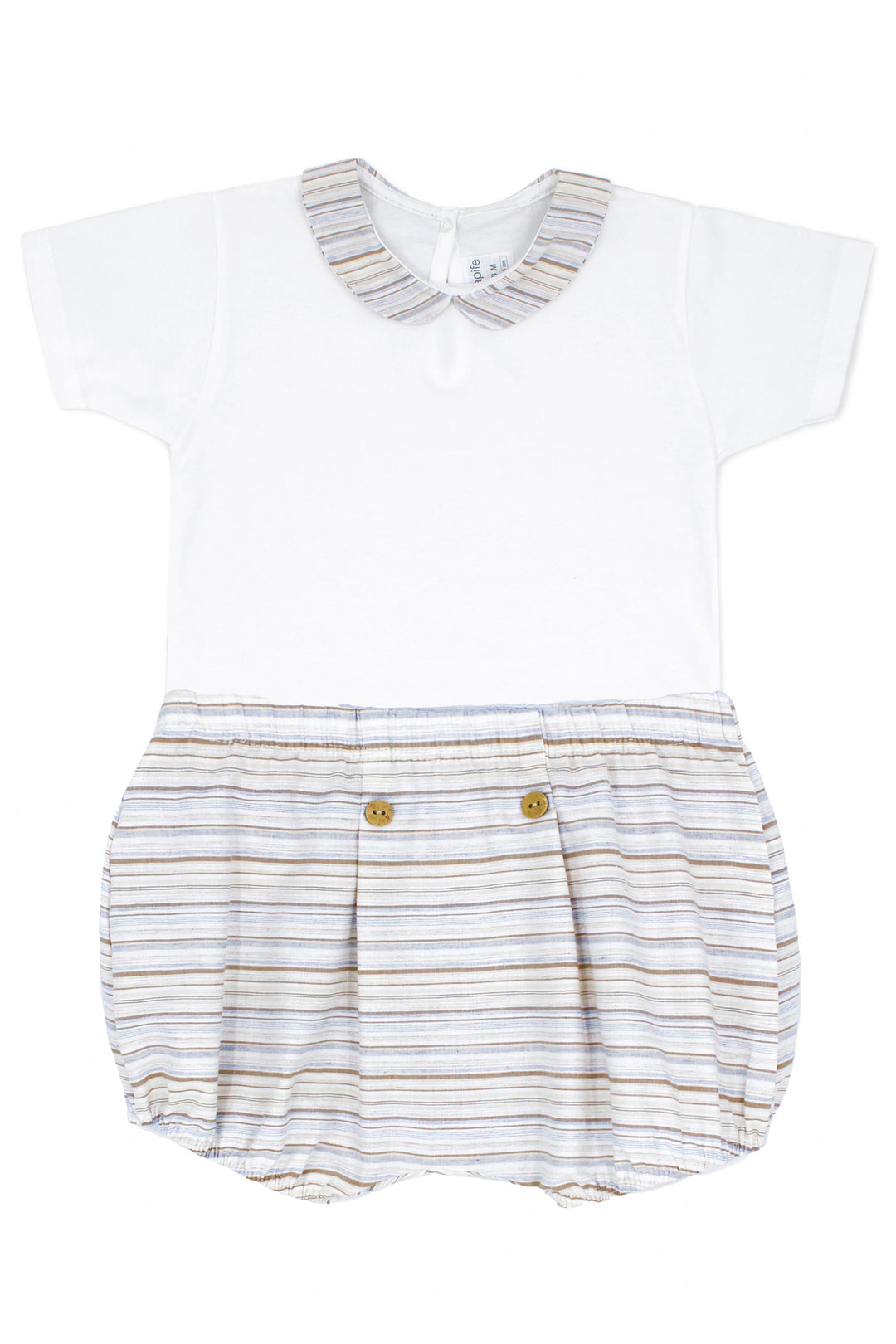 Rapife "Alexander" Bodysuit & Pale Blue & Beige Stripe Jam Pants | Millie and John