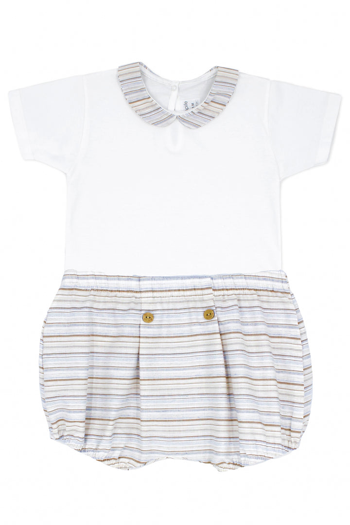 Rapife "Alexander" Bodysuit & Pale Blue & Beige Stripe Jam Pants | Millie and John
