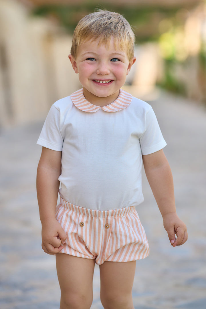 Rapife "Cedric" Bodysuit & Orange Stripe Jam Pants | Millie and John