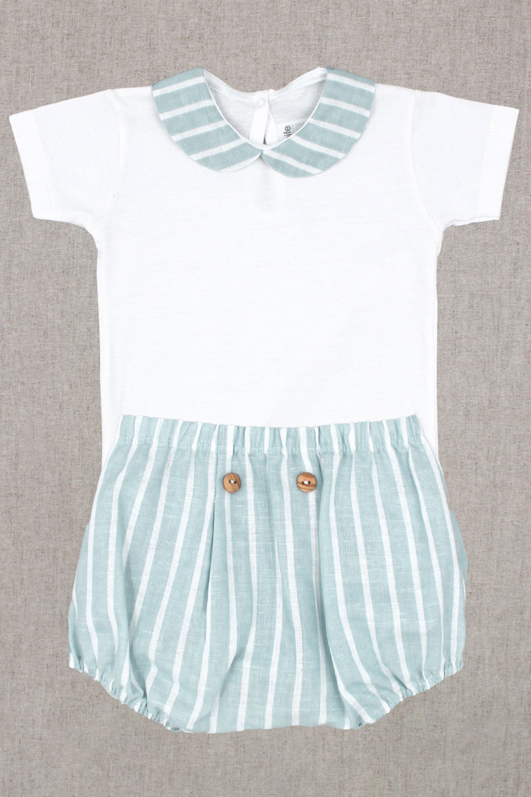 Rapife "River" Light Teal Striped Jam Pants & Bodysuit | Millie and John