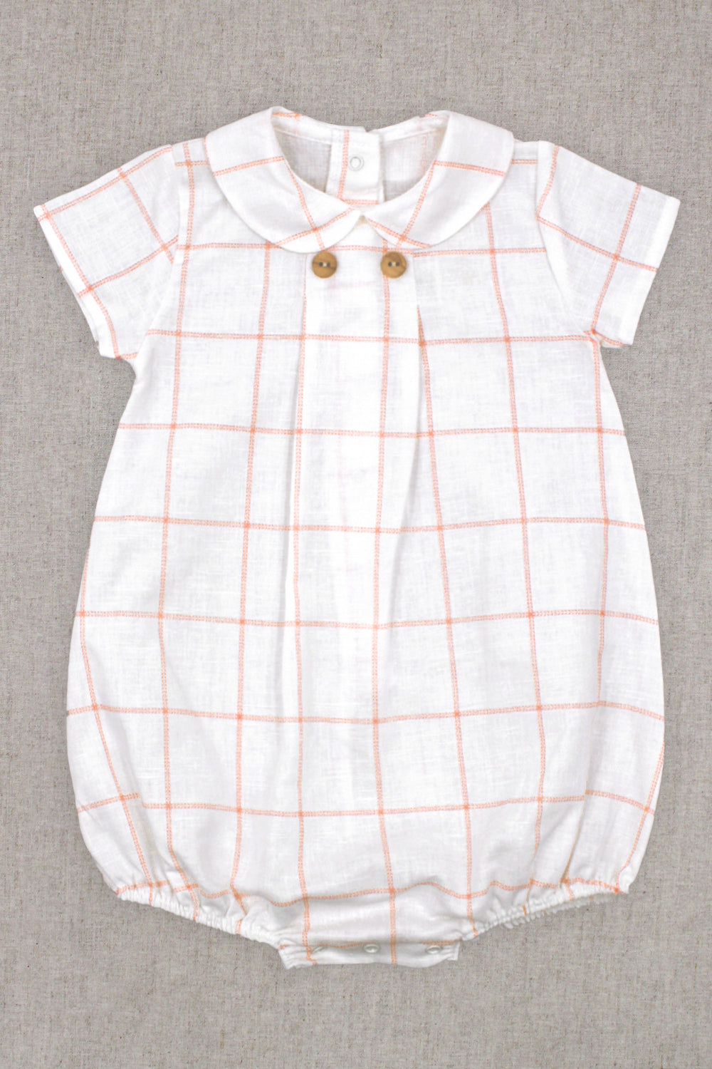 Rapife "Atlas" Ivory & Peach Checked Romper | Millie and John