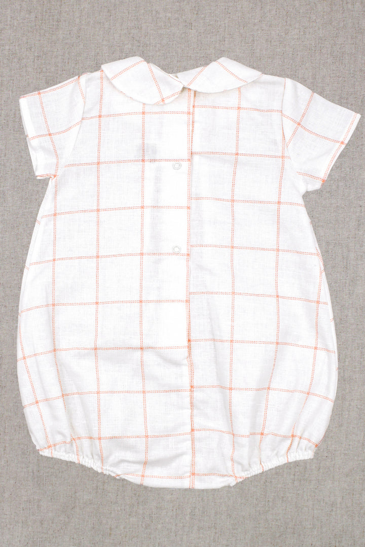 Rapife "Atlas" Ivory & Peach Checked Romper | Millie and John