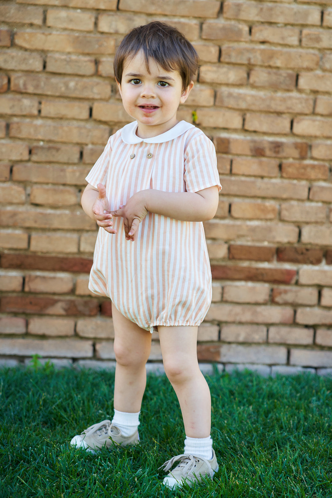 Rapife "Spencer" Orange Stripe Romper | Millie and John