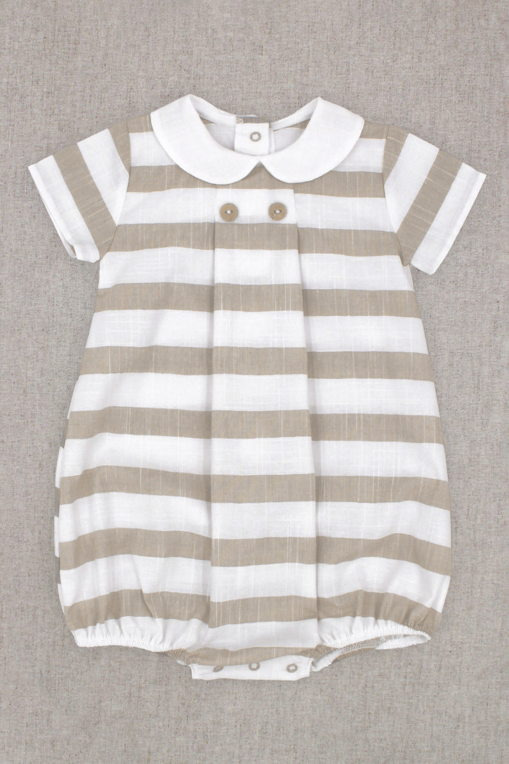 Rapife "Zachary" Beige Striped Romper | Millie and John