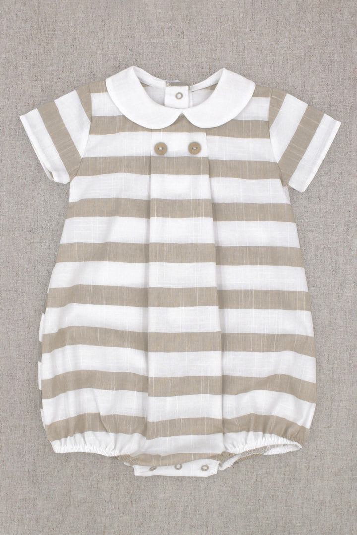 Rapife "Zachary" Beige Striped Romper | Millie and John