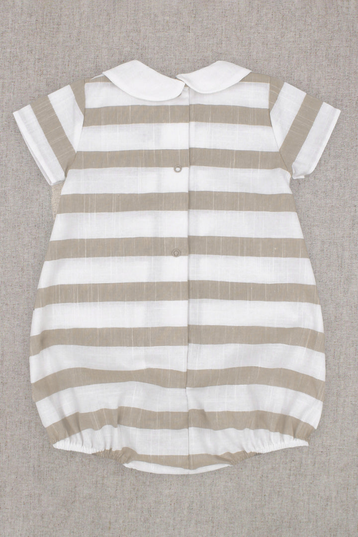 Rapife "Zachary" Beige Striped Romper | Millie and John