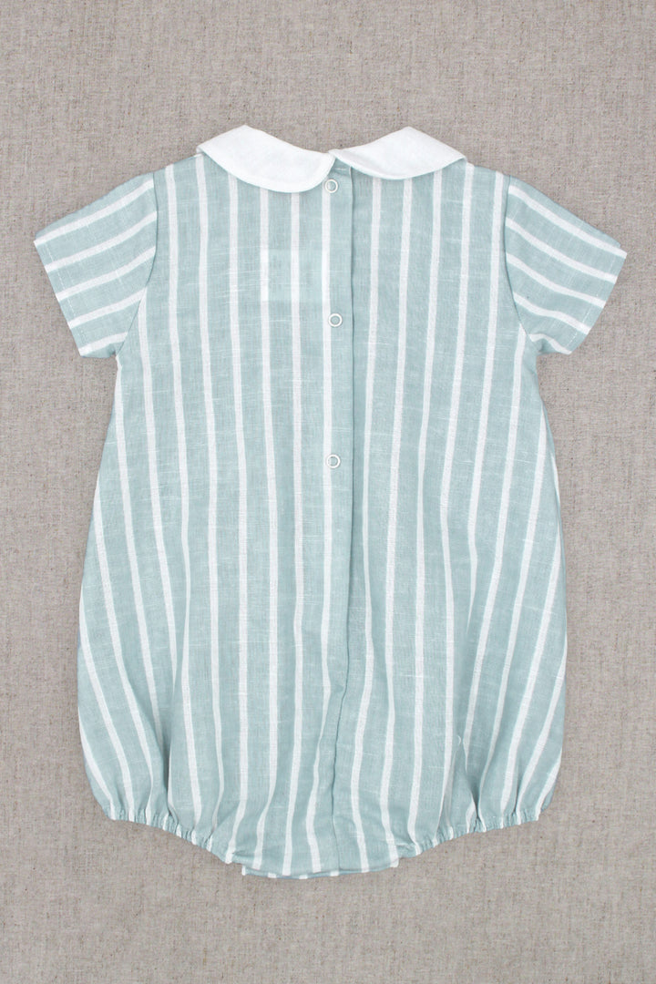 Rapife "Luca" Light Teal Striped Romper | Millie and John