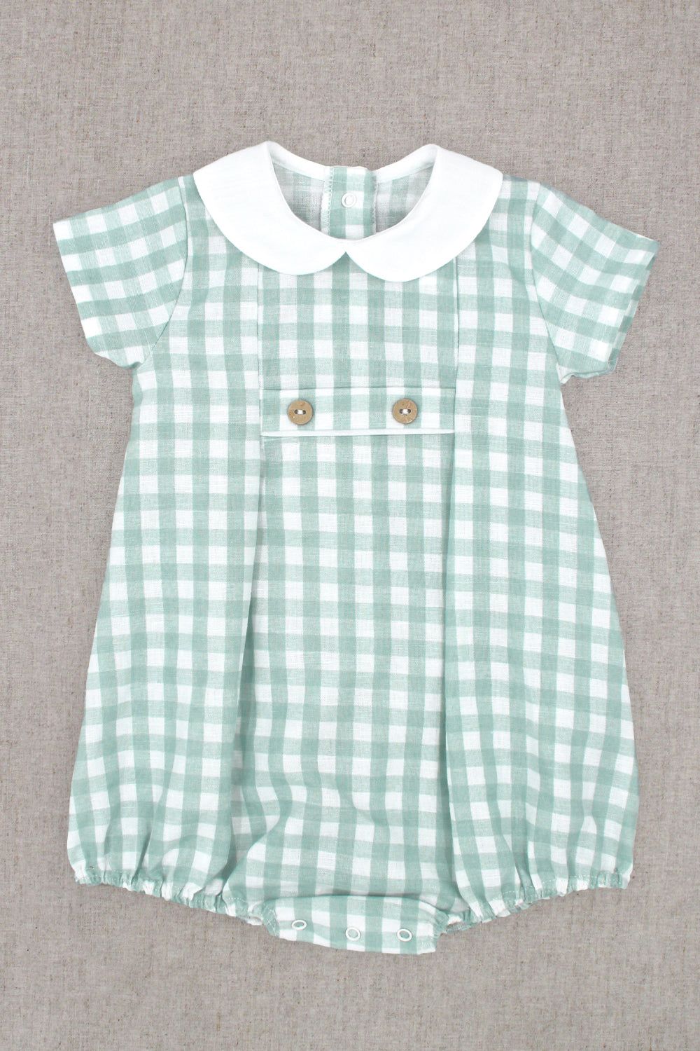 Rapife "Griffin" Sage Green Gingham Romper | Millie and John