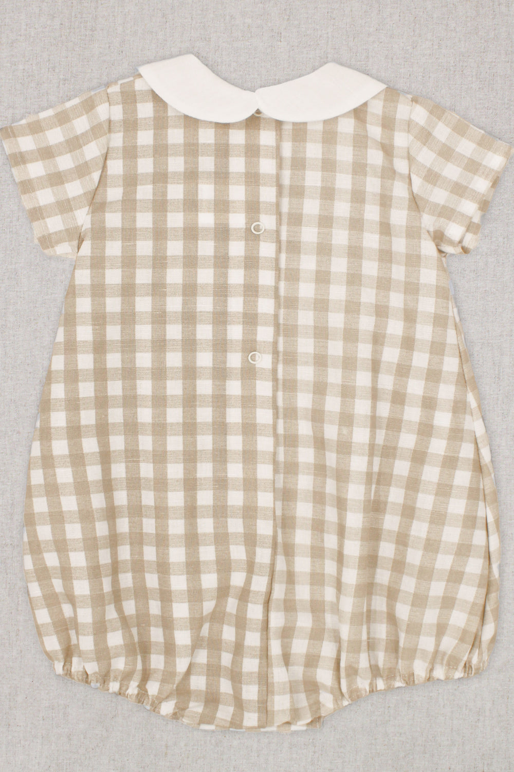 Rapife "Remy" Beige Gingham Romper | Millie and John