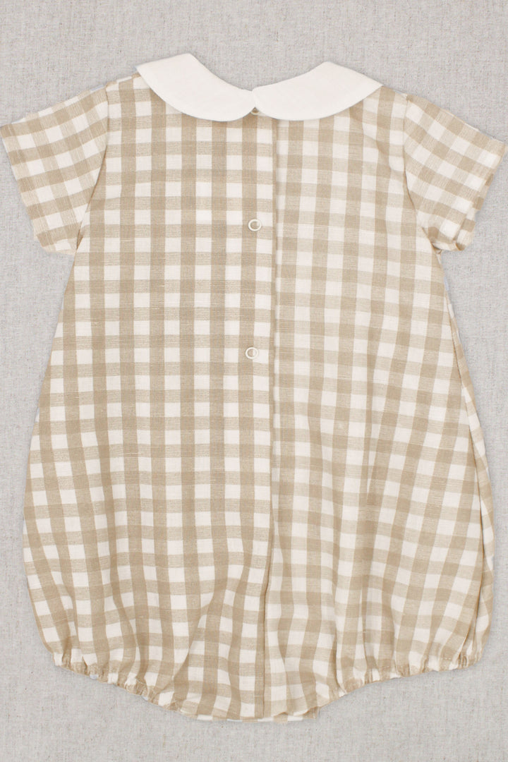 Rapife "Remy" Beige Gingham Romper | Millie and John