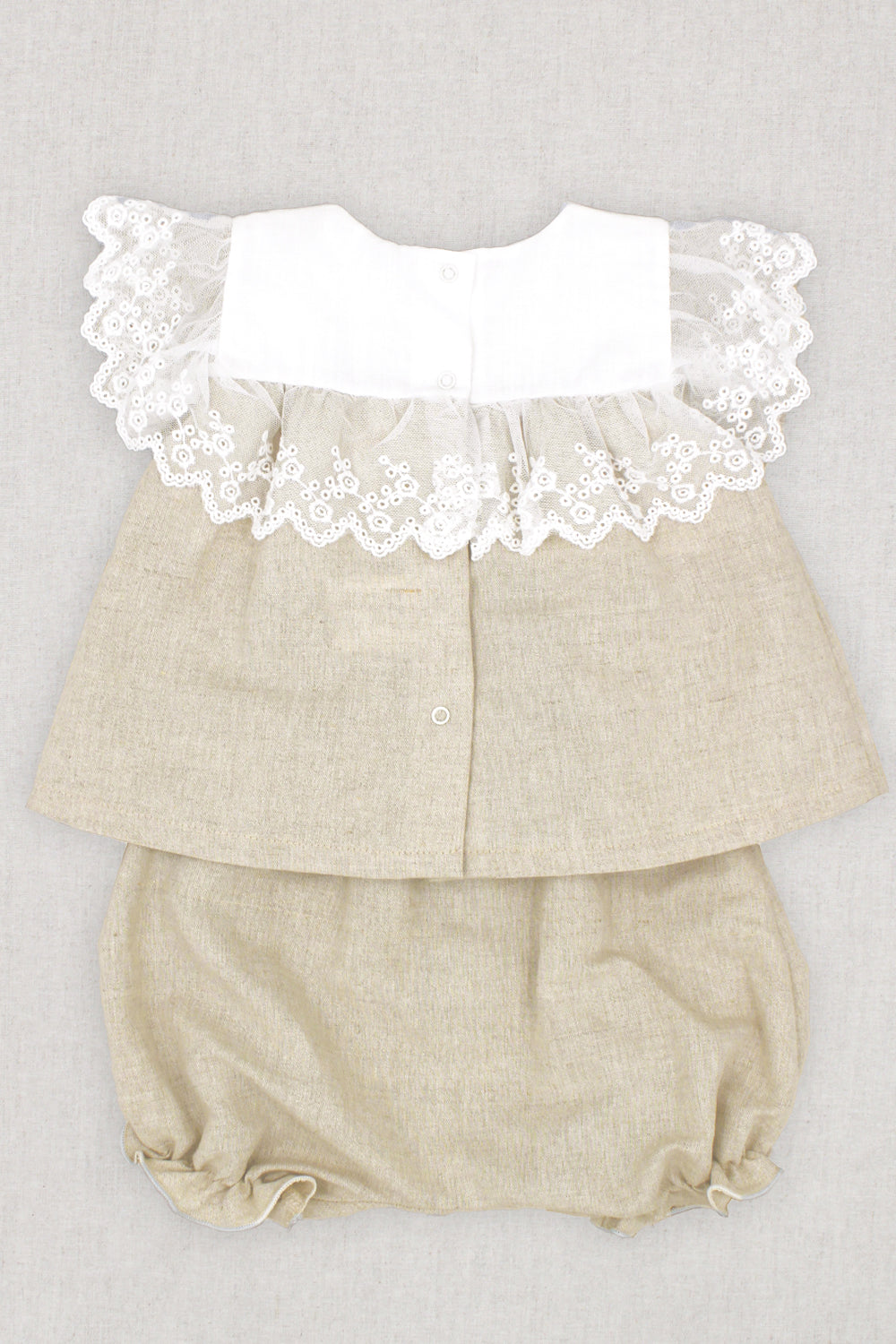 Rapife "Aurora" Beige Linen Lace Top & Bloomers | Millie and John