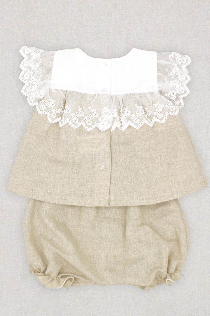 Rapife "Aurora" Beige Linen Lace Top & Bloomers | Millie and John