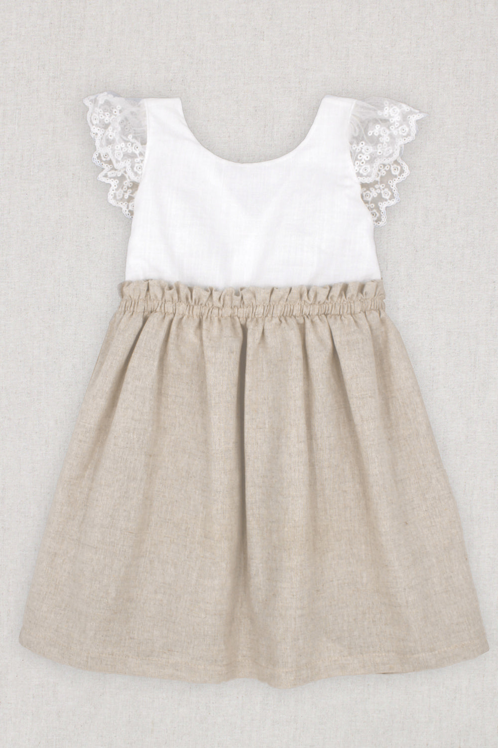 Rapife "Thea" Beige Linen Lace Dress | Millie and John