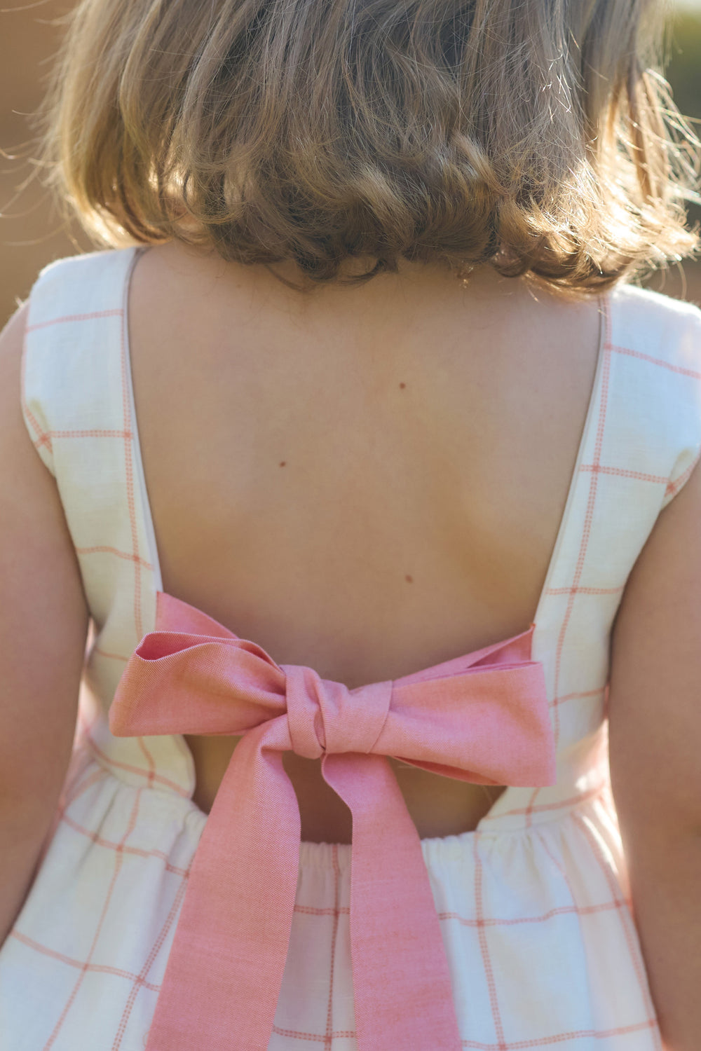 Rapife "Marlowe" Ivory & Peach Checked Dress | Millie and John