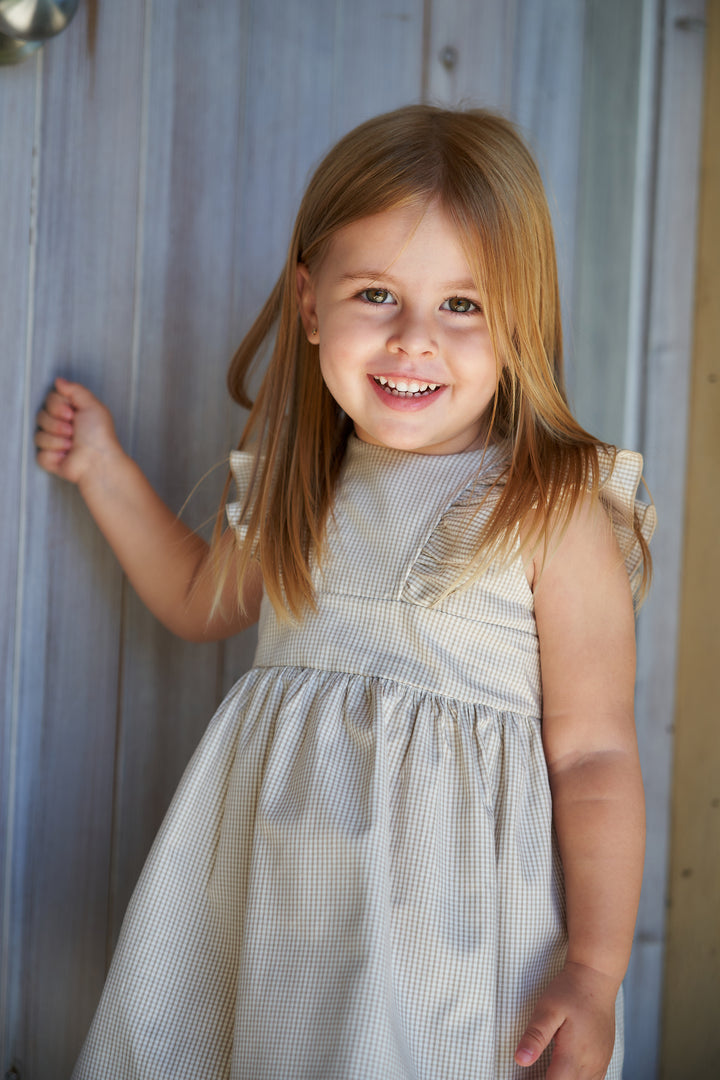 Rapife "India" Beige Checked Dress | Millie and John