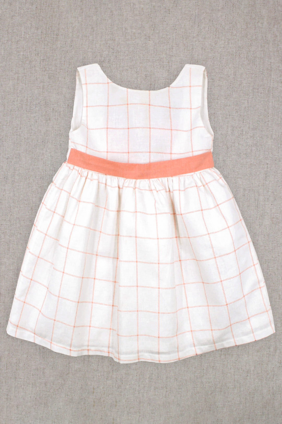 Rapife "Marlowe" Ivory & Peach Checked Dress | Millie and John