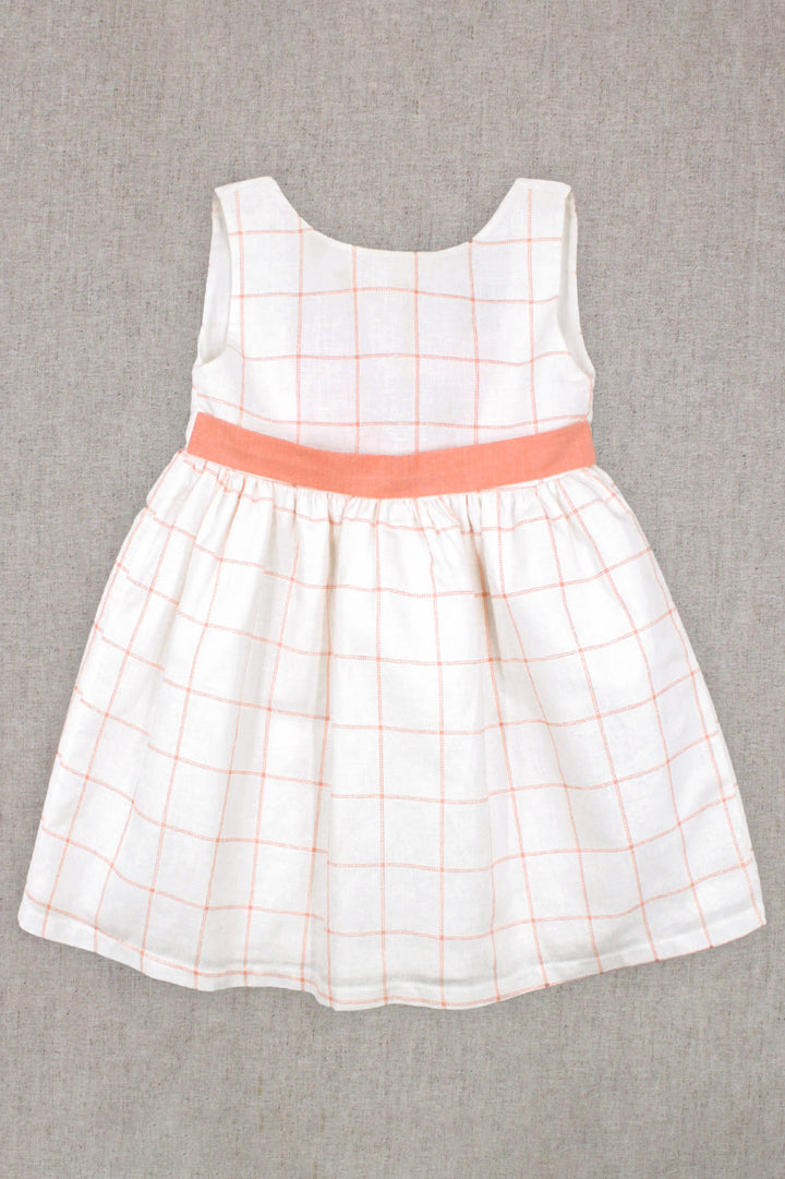 Rapife "Marlowe" Ivory & Peach Checked Dress | Millie and John