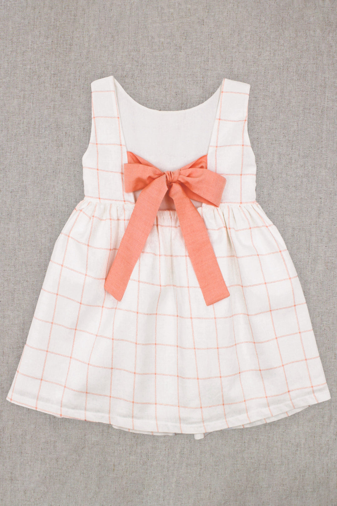 Rapife "Marlowe" Ivory & Peach Checked Dress | Millie and John