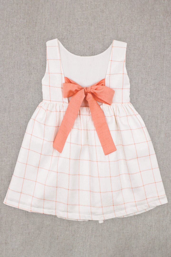 Rapife "Marlowe" Ivory & Peach Checked Dress | Millie and John