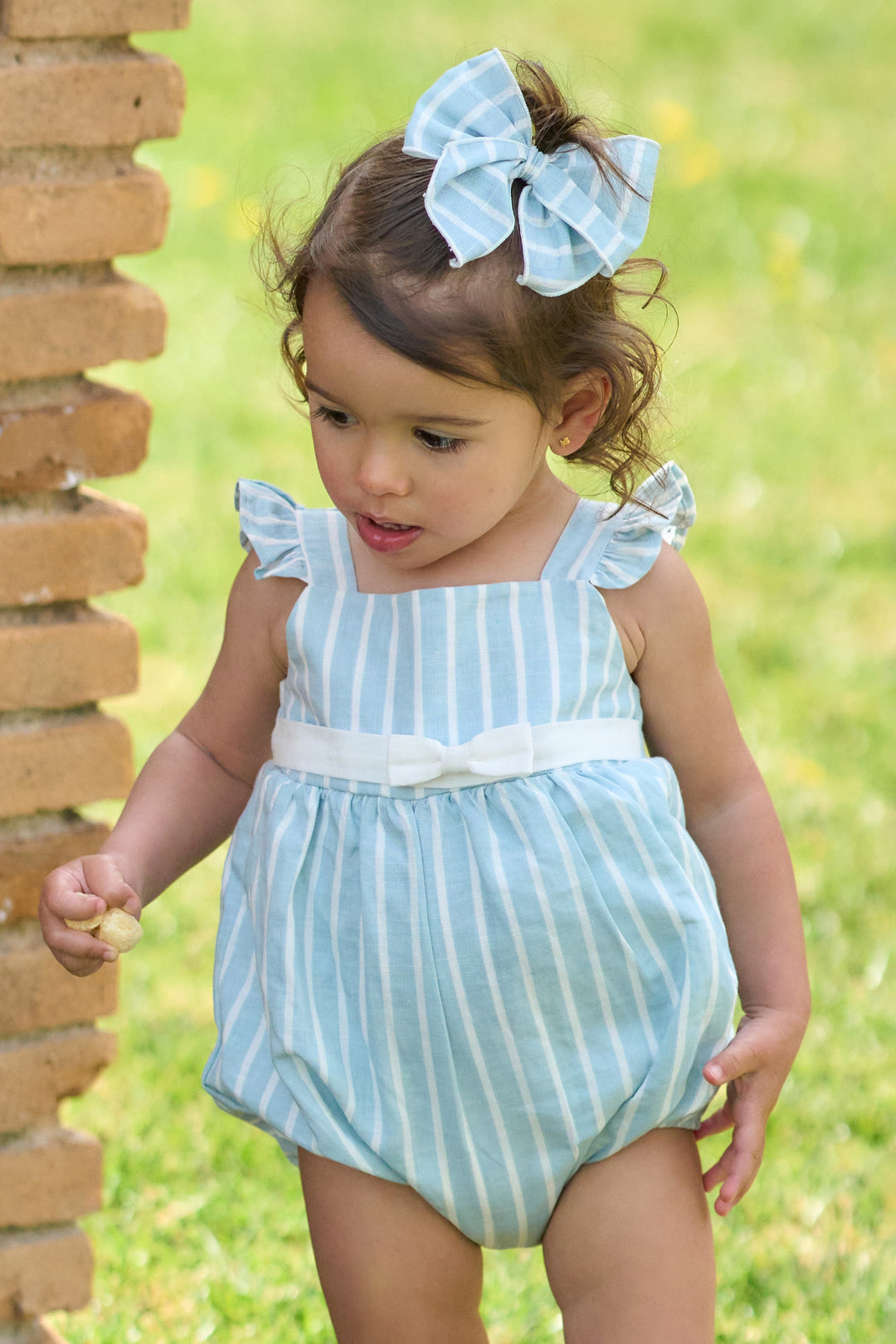 Rapife "Romilly" Light Teal Striped Shortie | Millie and John