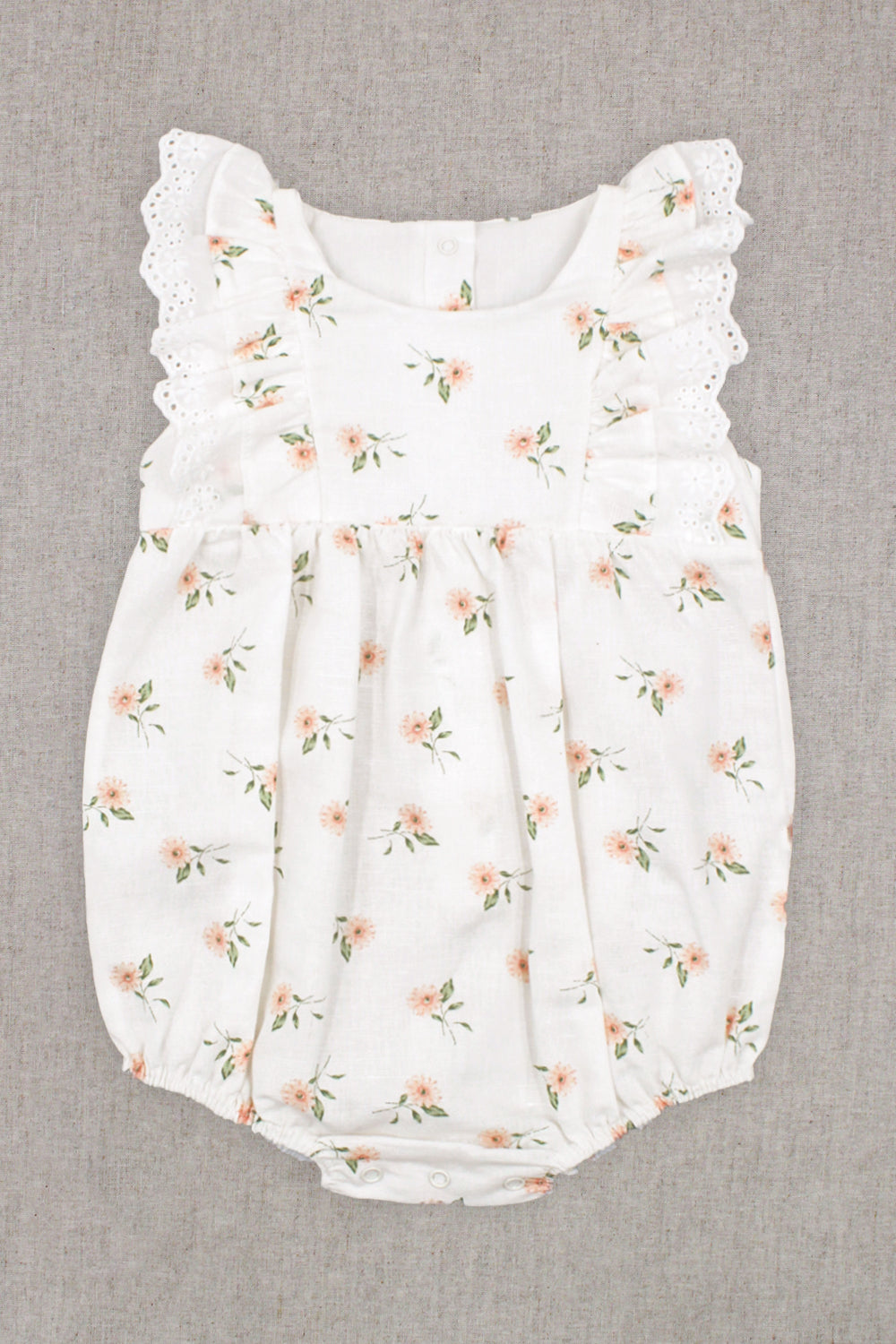 Rapife "Adira" Ivory & Peach Floral Romper | Millie and John