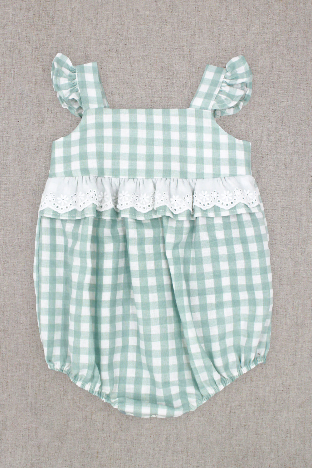 Rapife "Dahlia" Sage Green Gingham Broderie Anglaise Shortie | Millie and John