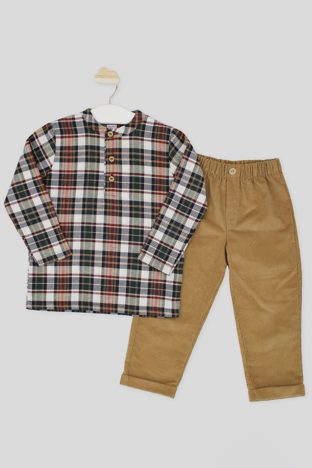 Rapife "Milo" Burgundy Tartan Shirt & Cord Trousers | Millie and John