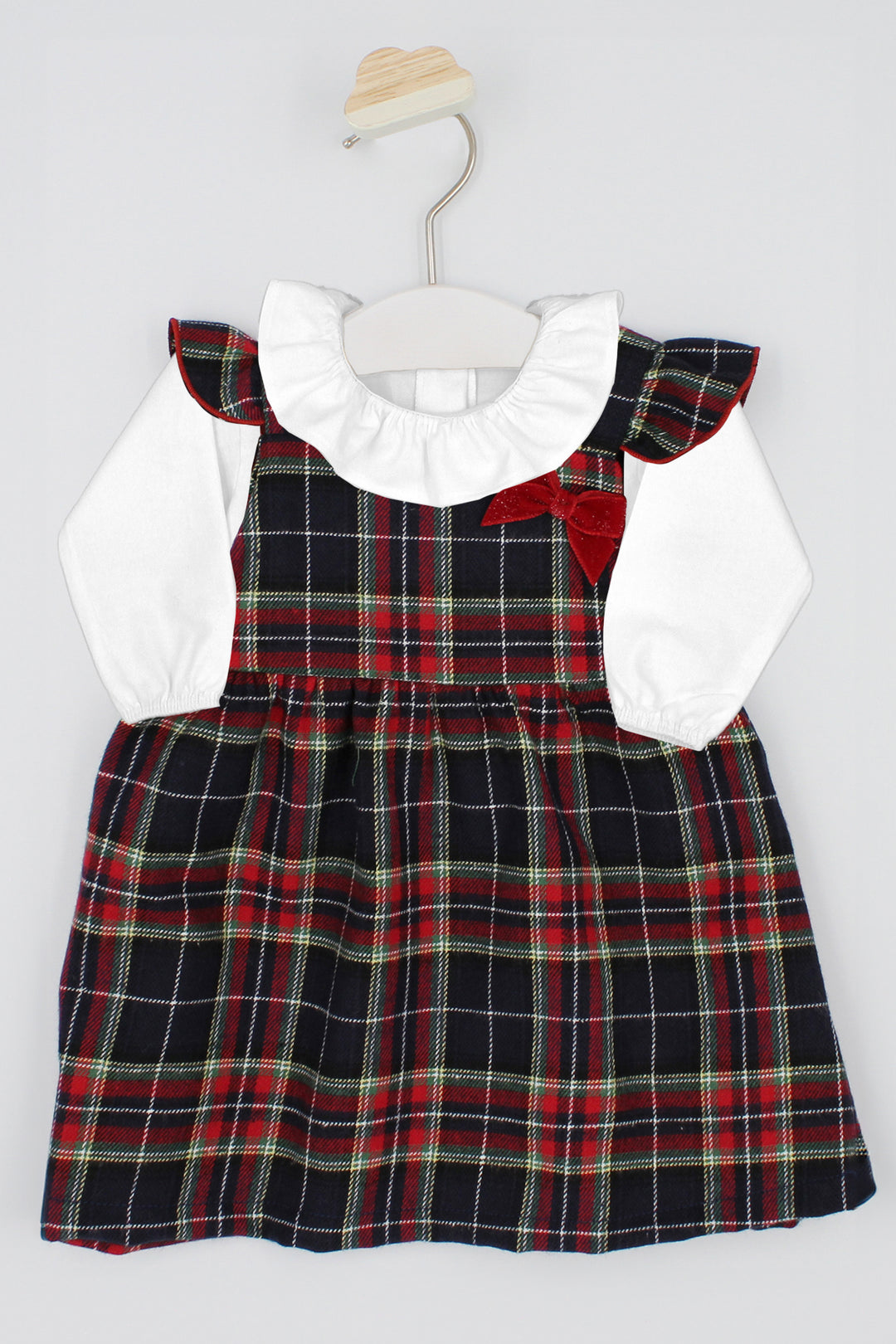 Rapife "Clare" Red & Navy Tartan Pinafore Dress Set | Millie and John