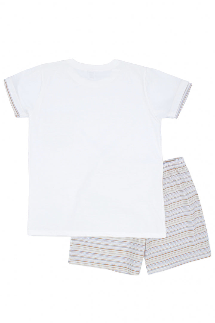 Rapife "Colby" Pale Blue & Beige Stripe T-Shirt & Shorts | Millie and John