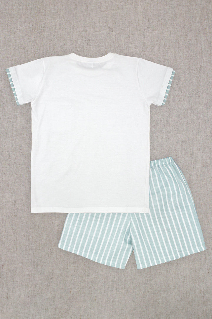 Rapife "Silas" Light Teal Striped T-Shirt & Shorts | Millie and John
