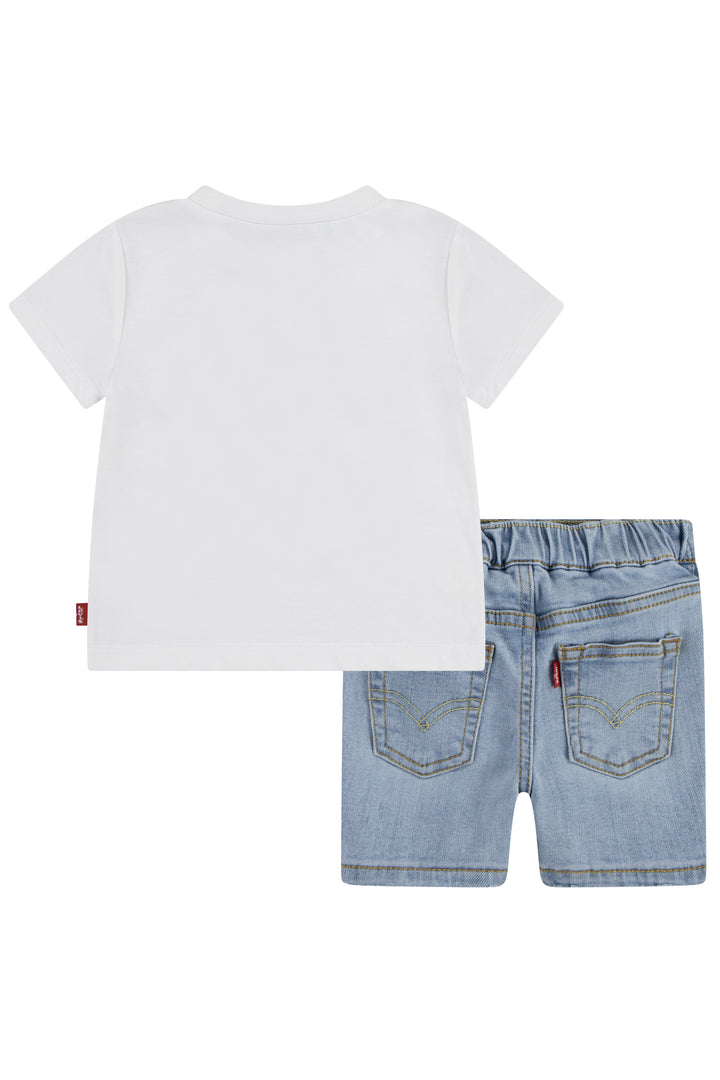 Levi's® White Sailor Bear T-Shirt & Denim Shorts | Millie and John